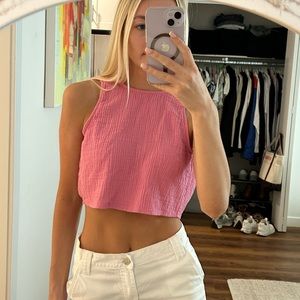 Zara Pink Cropped Muslin Tank